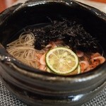 福島 もう利 - 桜海老の十六島海苔の冷やし蕎麦