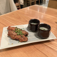 博多 鴨すき 鴨しゃぶ なかもぐろ - 鴨砂ずりの唐揚げ