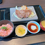 Ishiyaki Suteki Zei - 牛ささみステーキランチ、梅ごはん、おろしポン酢