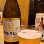 出汁とおでん わいく - お酒①マルエフ(瓶ビール、アサヒビール)(税込700円)