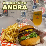 American diner ANDRA - 『Classic Cheese Burger¥1,500』
            『POTATO¥300』
            『プレモル¥600』