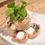 豆腐料理 空野 - 生ハムとクリームチーズの生湯葉春巻き♡