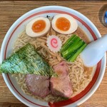 麺壱 吉兆 - 上から中華そば麺大盛、煮玉子