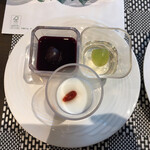 fine dining山科 - 果物ゼリー。杏仁豆腐。