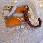 レストラン 結 - 野菜のテリーヌ アオリイカの炙り