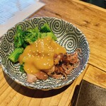 Shiumai Sakaba Sora - ホタルイカと菜の花の酢味噌がけ
