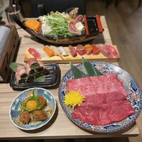 黄金出汁しゃぶと江戸前寿司 肉のあさつ 梅田お初天神店 - 