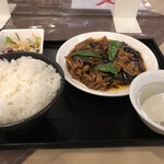 中国料理 華福 - 豚肉のナス味噌炒め定食大盛り@850