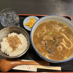 一竹 - 牛すじカレー定食 1,300円 (牛すじカレー、じゃこめし)