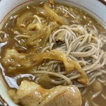 東京庵 - ミニカレー南蛮そばの麺をアップで