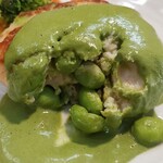 キッチン ブルー グローブ - ゴロゴロ枝豆が出てきます！