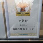 鶏×麦 らら - ラーメン総選挙第5位!