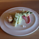 さじこよみ - 山菜のフリットとぶぶあられ揚げ団子