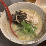 Mizutaki Yakitori Torigyouza Toriichizu - 締めに鶏白湯ラーメンハーフ