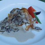 レストラン・ラグーン - 胡椒鯛のポアレ　マッシュルームのクリームソース