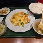 Niihao - 兄ぃの頼んだ、エビと玉子炒め定食(税込850円)