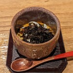 天ぷら たけうち - 琵琶湖の氷魚、天草海苔の茶碗蒸し