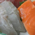 魚屋カフェ 濱の市 - 201307　濱の市　お刺身定食（700円）お刺身5点盛り