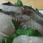 魚屋カフェ 濱の市 - 201307　濱の市　お刺身定食（700円）お刺身5点盛り