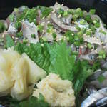 魚屋カフェ 濱の市 - 201307　濱の市　あじのたたき丼（700円）あじのたたき