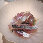 千葉たかおか - 真鯵  ( 金谷、11時水揚げ )、自家栽培 刻み葱和え