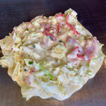 和楽 - お好み焼きを焼いている途中