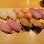 寿司 魚がし日本一 - ホタテ　赤貝　中トロ　大トロ　ウニ