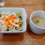 植村牧場カフェレストランいちづ - サラダ＆スープ