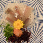 鮎知 - おまかせ三品（鮎のお造り）