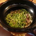 美山荘 - 芹と鴨の炊き込みご飯