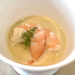 プロヴァンスの日曜日 - プチコース(\3,300)　季節のお任せオードブル（青菜のフラン・天使の海老）