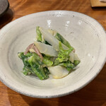 Soba Sake Takashimaya - 菜の花とヤリイカの辛子酢味噌和え