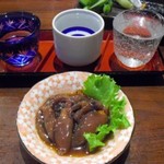利き酒セットとホタルイカ沖漬け