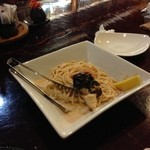 琉宮 - 白イカと自家製メンタイコのパスタ。ソースはとても優しく、旨味に溢れていた。