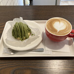 プテカッフェ - 抹茶モンブラン（480円）＋カフェラテ（400円）