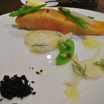 a table - タスマニアサーモンのミキュイ