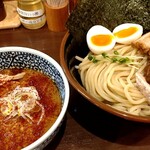 麺屋 くまがい - 味玉つけ麺辛口(300㌘・大辛)チャーシューと海苔トッピング