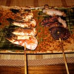 弁財船 - 甘海老串焼き￥１８０＆たこの串焼き￥１５０