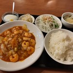 Mampuku Hanten - 芝エビチリソース定食　980円（税抜）