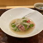 日本料理 かしづき - 伊良湖黒牛と花山椒のしゃぶしゃぶ