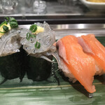 寿司 魚がし日本一 - 生しらす、サーモン（サーモントラウト）