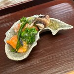 赤坂おぎ乃 - 閖上赤貝　鳥貝　車海老　かたくり　タラの芽　菜の花