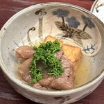 赤坂おぎ乃 - 揚げ豆腐　花山椒　泡花牛　ヒウチ