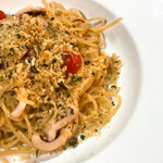 Squid and tomato aglio olio