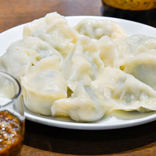 Handmade boiled Gyoza / Dumpling with a chewy and plump texture. Not only meat but also Seafood