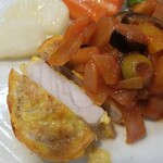 キッチン ブルー グローブ - 豚ロースピカタの断面、脂身がありません！