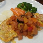 キッチン ブルー グローブ - 豚ロースピカタのアップ