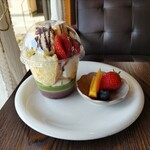 Chiffon no Ouchi coPain - 抹茶牛奶與紅豆的杯子舒芙蕾