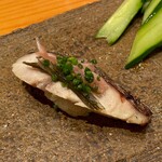 天寿し - 〆鯖 茗荷 昆布