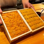 天寿し - バフン雲丹 (北海道)・ムラサキ雲丹 (宮崎)